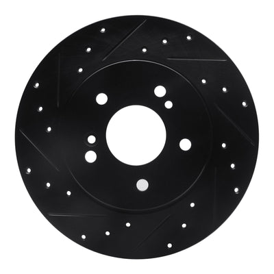 R1 96-98 Mercedes-Benz SL320 Rear Left Drilled & Slotted Black Brake Rotor