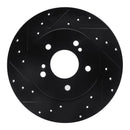 R1 96-98 Mercedes-Benz SL320 Rear Left Drilled & Slotted Black Brake Rotor
