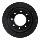 R1 00-11 Cadillac DTS Rear Left Drilled & Slotted Black Brake Rotor