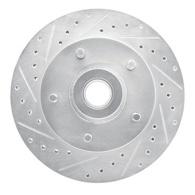 R1 85-97 Dodge B200 / B200 Van / B250 Front Left Drilled & Slotted Silver Brake Rotor