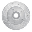 R1 85-97 Dodge B200 / B200 Van / B250 Front Left Drilled & Slotted Silver Brake Rotor