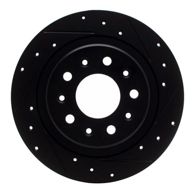 R1 2016-2025 Buick LaCrosse Rear Right Drilled & Slotted Black Brake Rotor