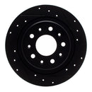 R1 2016-2025 Buick LaCrosse Rear Right Drilled & Slotted Black Brake Rotor