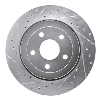 R1 06-10 Jeep Grand Cherokee Rear Left Drilled & Slotted Silver Brake Rotor