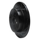 R1 2003-2024 Infiniti FX37 Rear Right Drilled & Slotted Black Brake Rotor