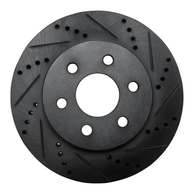 R1 98-99 Cadillac DEVILLE Front Right Drilled & Slotted Black Brake Rotor