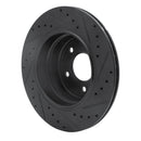 R1 06-10 BMW 528I xDrive Rear Left Drilled & Slotted Black Brake Rotor