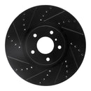 R1 07-15 Infiniti Q60 Front Left Drilled & Slotted Black Brake Rotor