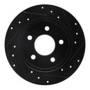 R1 94-04 Ford Mustang Rear Left Drilled & Slotted Black Brake Rotor
