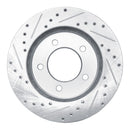 R1 97-02 Ford Expedition Front Right Drilled & Slotted Silver Brake Rotor