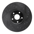 R1 07-11 Lexus GS350 Left Front Drilled & Slotted Black Brake Rotor