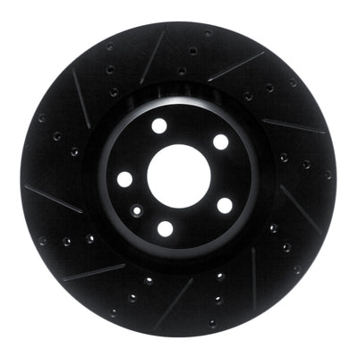 R1 12-15 Audi TTS Quattro Front Left Drilled & Slotted Black Brake Rotor