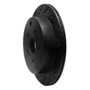 R1 09-17 Suzuki Grand Vitara Rear Left Drilled & Slotted Black Brake Rotor