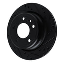 R1 88-94 BMW 750IL Rear Right Drilled & Slotted Black Brake Rotor