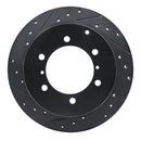 R1 90-04 Mitsubishi Montero Rear Left Drilled & Slotted Black Brake Rotor