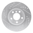 R1 14-24 Mini Cooper (Excl Clubman) Front Right Drilled & Slotted Silver Brake Rotor