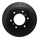 R1 00-06 Mitsubishi Montero Rear Left Drilled & Slotted Black Brake Rotor