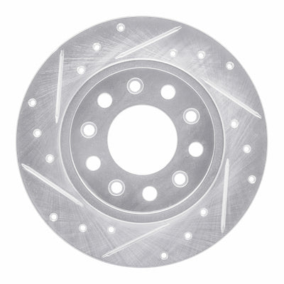 R1 13-16 Dodge DART Rear Left Drilled & Slotted Silver Brake Rotor