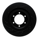 R1 03-09 Lexus GX470 Front Right Drilled & Slotted Black Brake Rotor