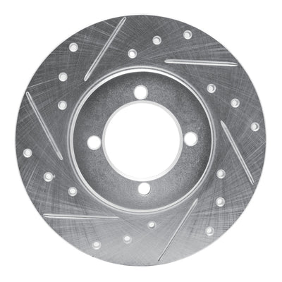 R1 74-87 Dodge COLT Front Left Drilled & Slotted Silver Brake Rotor