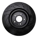 R1 08-15 Mitsubishi Lancer Front Left Drilled & Slotted Black Brake Rotor