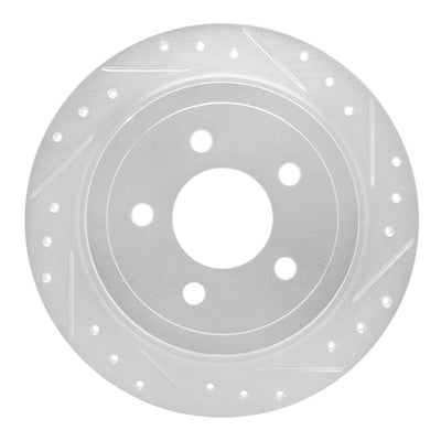 R1 03-05 Ford Explorer Sport Rear Right Drilled & Slotted Silver Brake Rotor