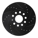 R1 05-25 Audi A3 (Mexico) Front Right Drilled & Slotted Black Brake Rotor