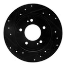 R1 11-25 Hyundai Kona Rear Drilled & Slotted Black Brake Rotor Set