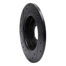 R1 12-18 Ford Focus Rear Right Drilled & Slotted Black Brake Rotor
