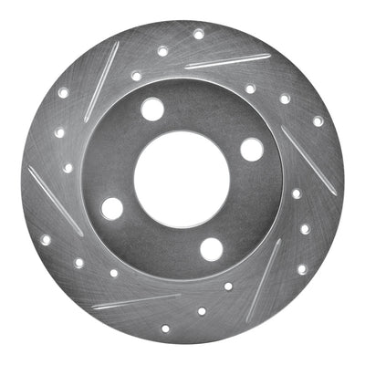 R1 82-98 Audi Cabriolet Rear Left Drilled & Slotted Silver Brake Rotor