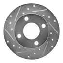 R1 82-98 Audi Cabriolet Rear Left Drilled & Slotted Silver Brake Rotor