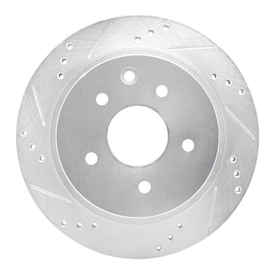 R1 02-06 Infiniti M45 Rear Left Drilled & Slotted Silver Brake Rotor