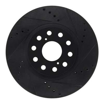 R1 93-98 Toyota Supra Front Right Drilled & Slotted Black Brake Rotor