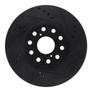 R1 93-98 Toyota Supra Front Right Drilled & Slotted Black Brake Rotor