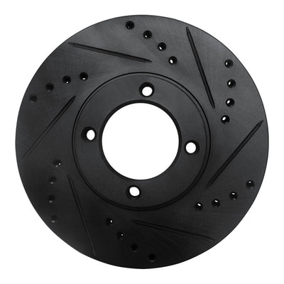 R1 86-89 Toyota Van Front Right Drilled & Slotted Black Brake Rotor
