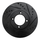 R1 86-89 Toyota Van Front Right Drilled & Slotted Black Brake Rotor