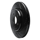 R1 06-13 Chevrolet Corvette Rear Drilled & Slotted Black Brake Rotor Set