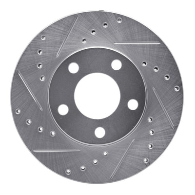 R1 94-04 Ford Mustang Front Left Drilled & Slotted Silver Brake Rotor