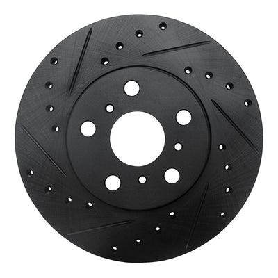 R1 90-91 Toyota Celica Front Left Drilled & Slotted Black Brake Rotor