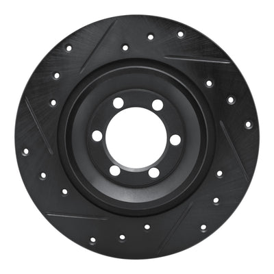 R1 81-89 Alfa Romeo Milano Rear Left Drilled & Slotted Black Brake Rotor