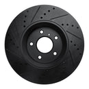 R1 05-14 Infiniti FX45 Front Right Drilled & Slotted Black Brake Rotor