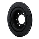 R1 2022-2025 Lexus GX550 Rear Left Drilled & Slotted Black Brake Rotor