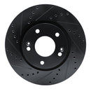 R1 07-09 Hyundai Santa Fe Front Left Drilled & Slotted Black Brake Rotor