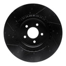 R1 07-14 Ford Mustang Front Right Drilled & Slotted Black Brake Rotor