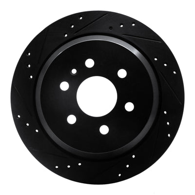 R1 15-20 Chevrolet Colorado Rear Left Drilled & Slotted Black Brake Rotor