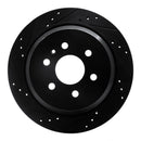 R1 15-20 Chevrolet Colorado Rear Left Drilled & Slotted Black Brake Rotor