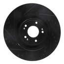 R1 12-17 Genesis G80 Front Left Drilled & Slotted Black Brake Rotor