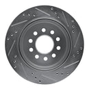 R1 03-11 Lincoln Town Car Rear Left Drilled & Slotted Silver Brake Rotor