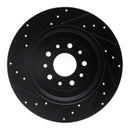 R1 05-19 Ford Freestyle Rear Right Drilled & Slotted Black Brake Rotor