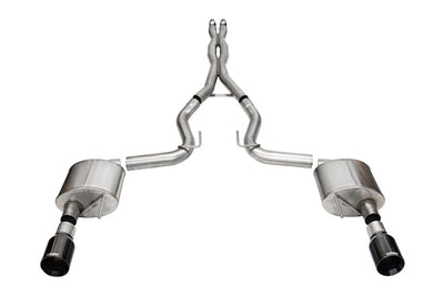 Corsa 24+ Ford MustangGT Xtreme Cat-Back Ex.Sys 3.0in Dual Rear Exit w/4.5in Blk PVD StraightCut Tip